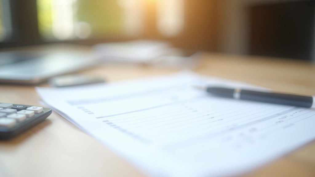 Document budget logement avec calculatrice et stylo sur table en bois